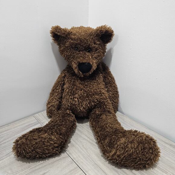 Restoration Hardware Baby Child Large Dark Brown Teddy Bear Shaggy Plush 2010 - Picture 1 of 7